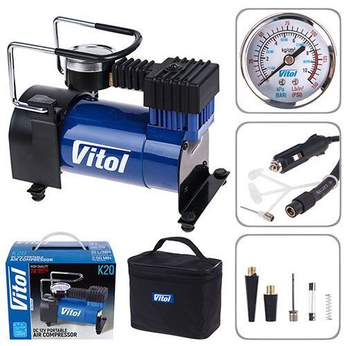 Компресор "ViTOL" K-20 100psi/12Amp/35л/прикурювач 00397 фото