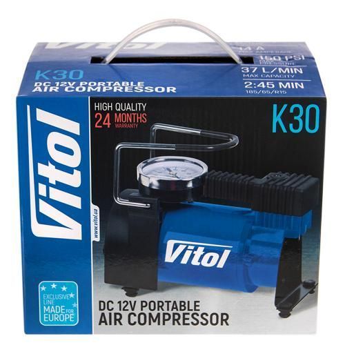 Компресор "ViTOL" K-30 150psi/14Amp/37л/прикурювач 00393 фото
